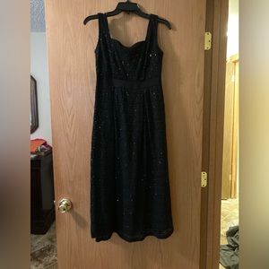 Tea length black sequin Francescas sleeveless dress